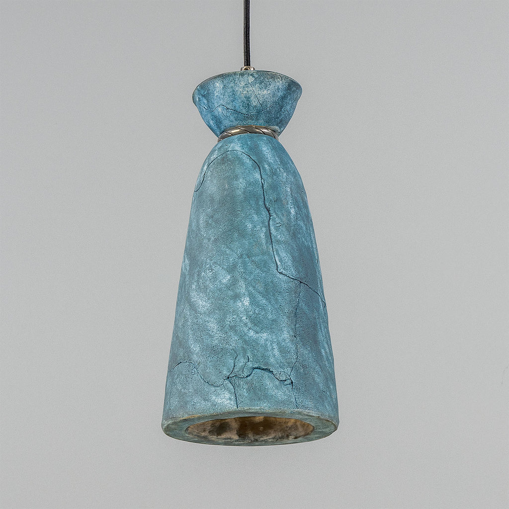 Parva Ceramic Bathroom Pendant Light 14cm, Blue Earth IP44