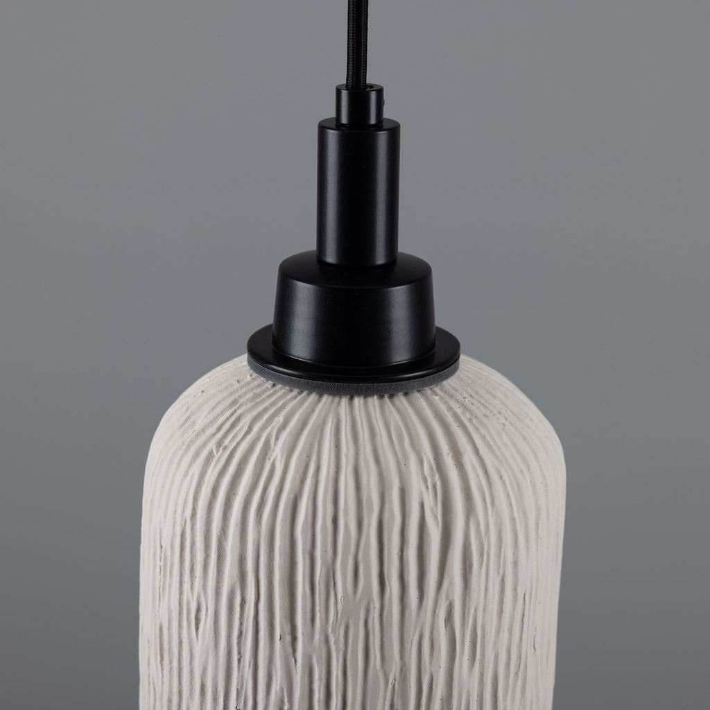 Osier Organic Ceramic Bathroom Pendant Light 11.5cm, Matte White Striped IP44