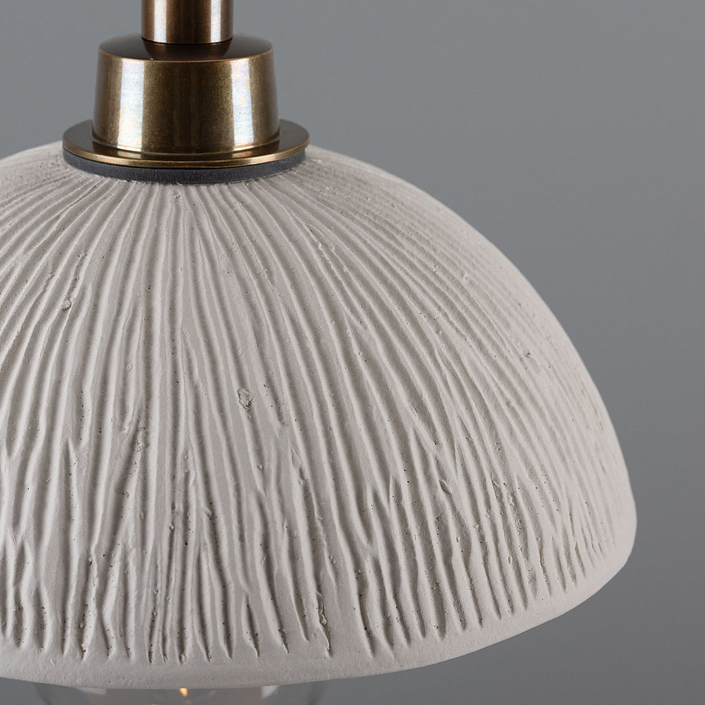 Kingii Ceramic Dome Bathroom Pendant Light 20cm, Matte White Striped IP44