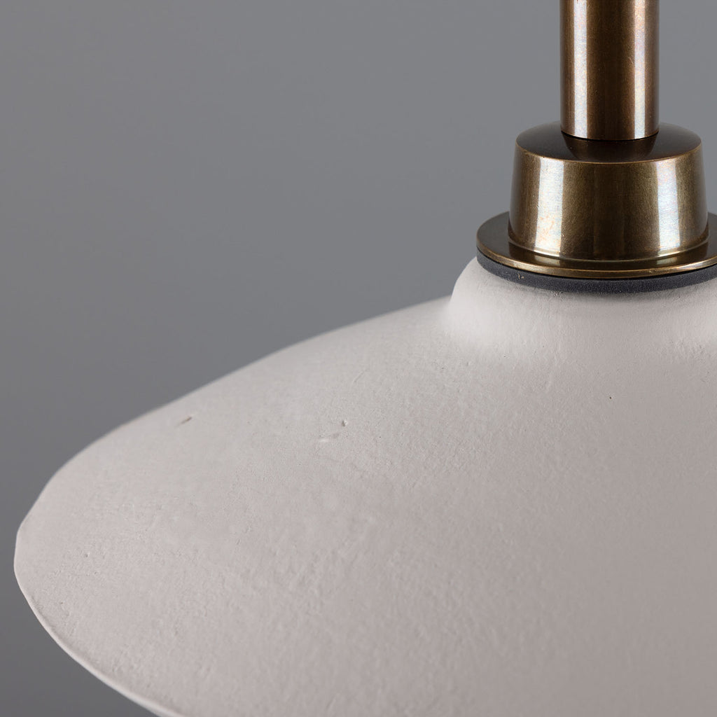 Pyrus Organic Ceramic Bathroom Pendant Light 28cm, Matte White Striped IP44