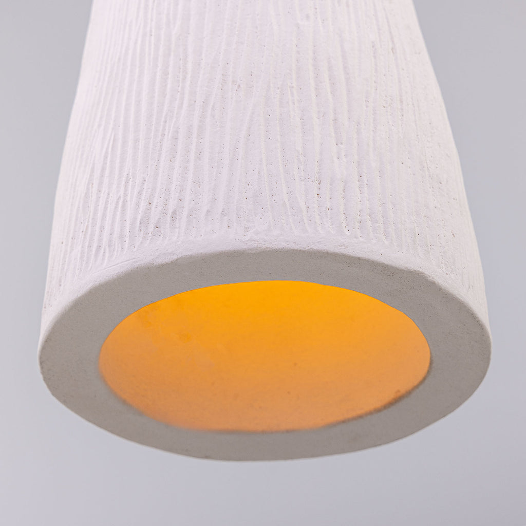 Parva Ceramic Bathroom Pendant Light 14cm, Matte White Striped IP44