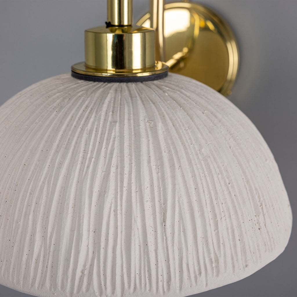 Kauri Organic Ceramic Dome Bathroom Wall Light, Matte White Striped IP44