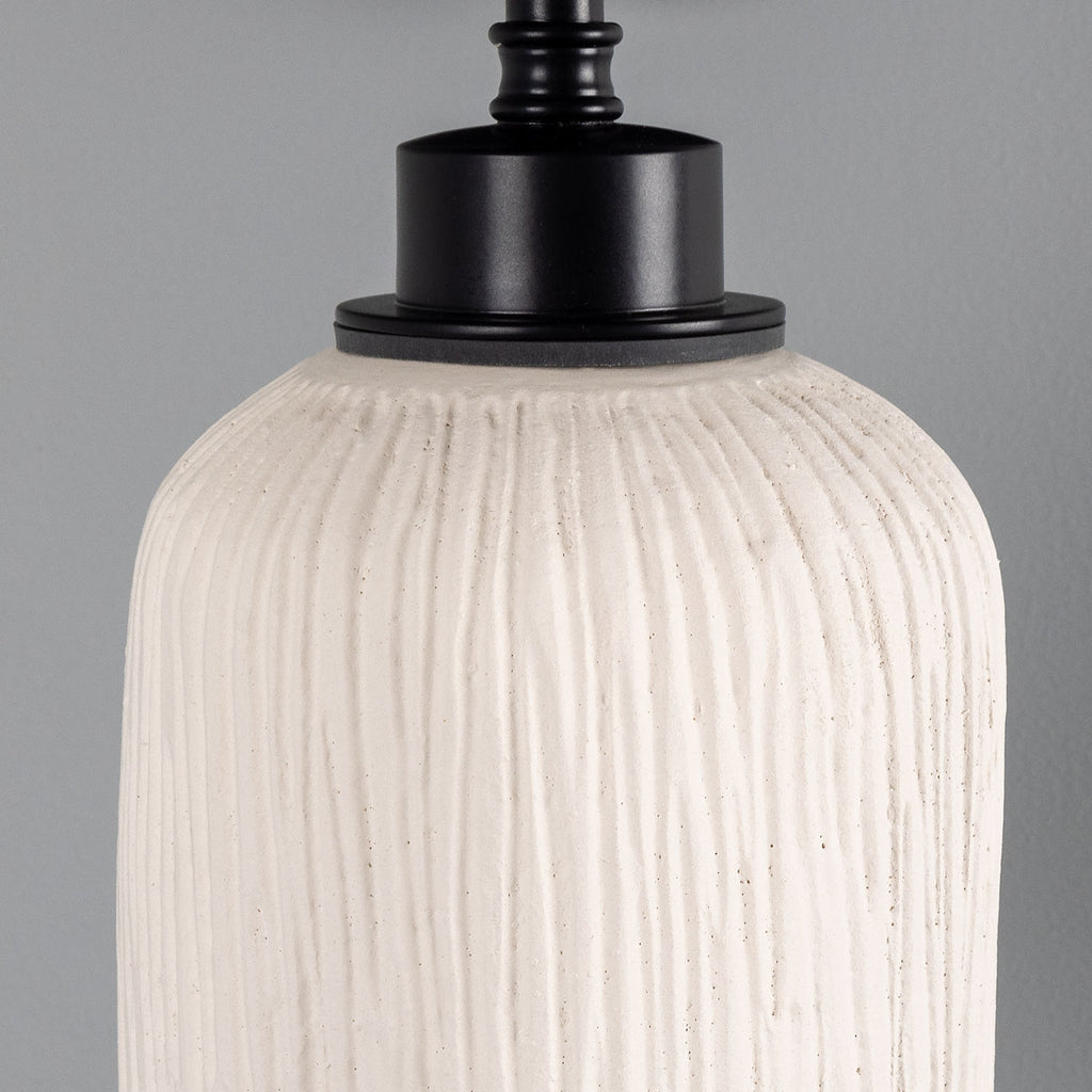 Osier Organic Ceramic Bathroom Wall Light, Matte White Striped IP44