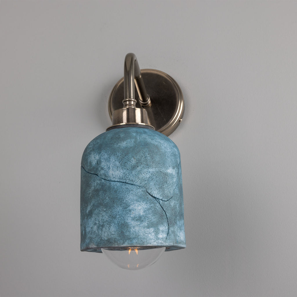 Osier Organic Ceramic Bathroom Wall Light, Blue Earth IP44