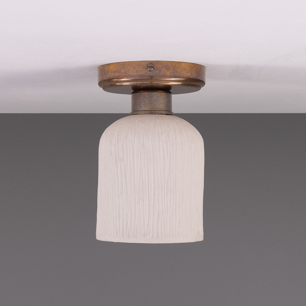 Osier Organic Ceramic Ceiling Light 12cm, Matte White Striped
