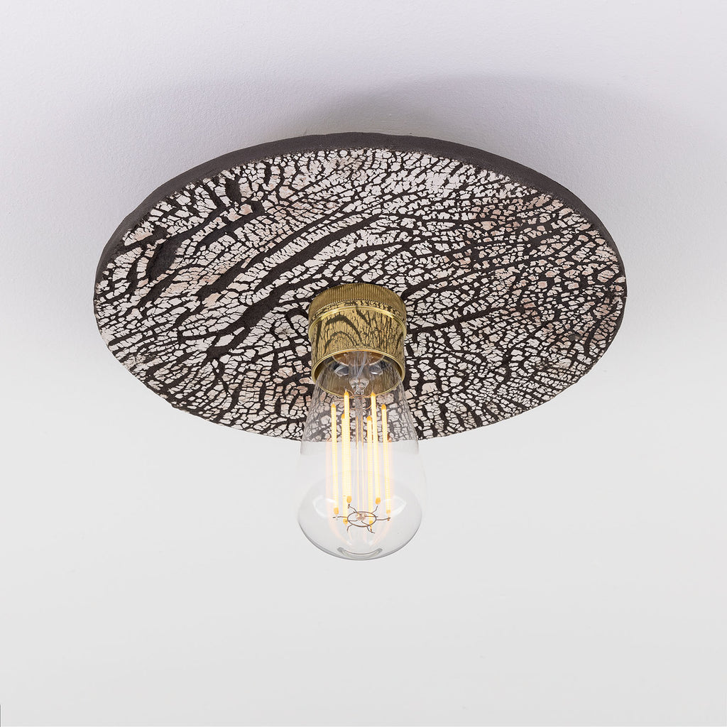 Bog Oak Organic Ceramic Disc Ceiling Light, Black Clay