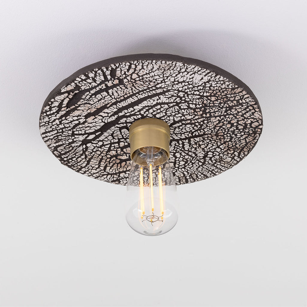 Bog Oak Organic Ceramic Disc Ceiling Light, Black Clay