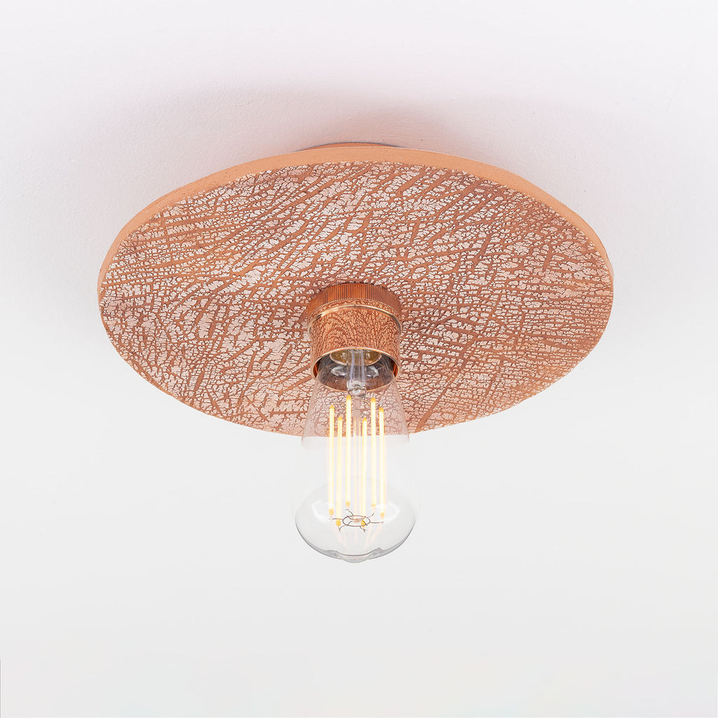 Bog Oak Organic Ceramic Disc Ceiling Light, Red Iron