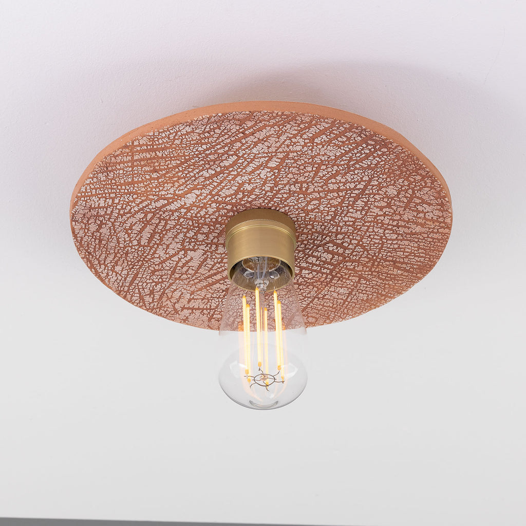 Bog Oak Organic Ceramic Disc Ceiling Light, Red Iron