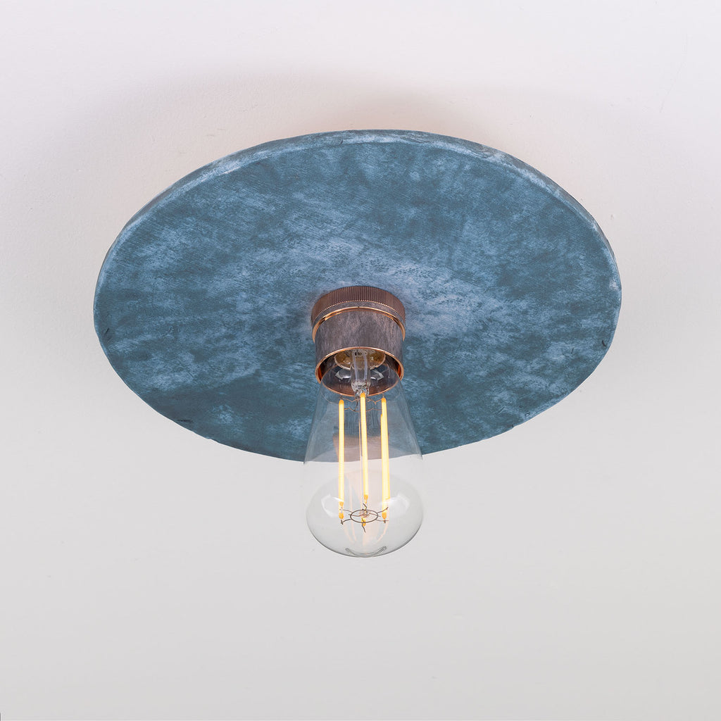 Bog Oak Organic Ceramic Disc Ceiling Light, Blue Earth