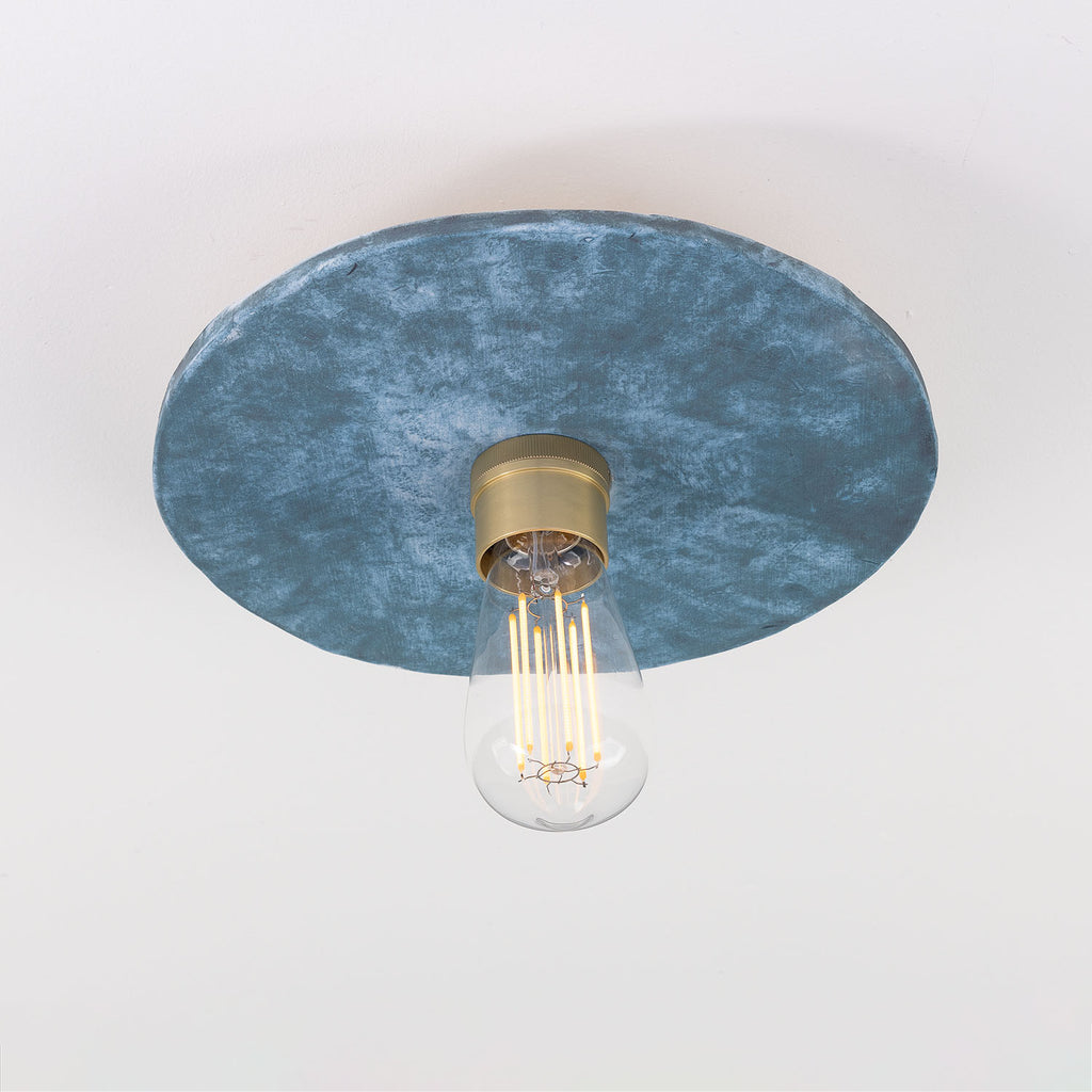 Bog Oak Organic Ceramic Disc Ceiling Light, Blue Earth