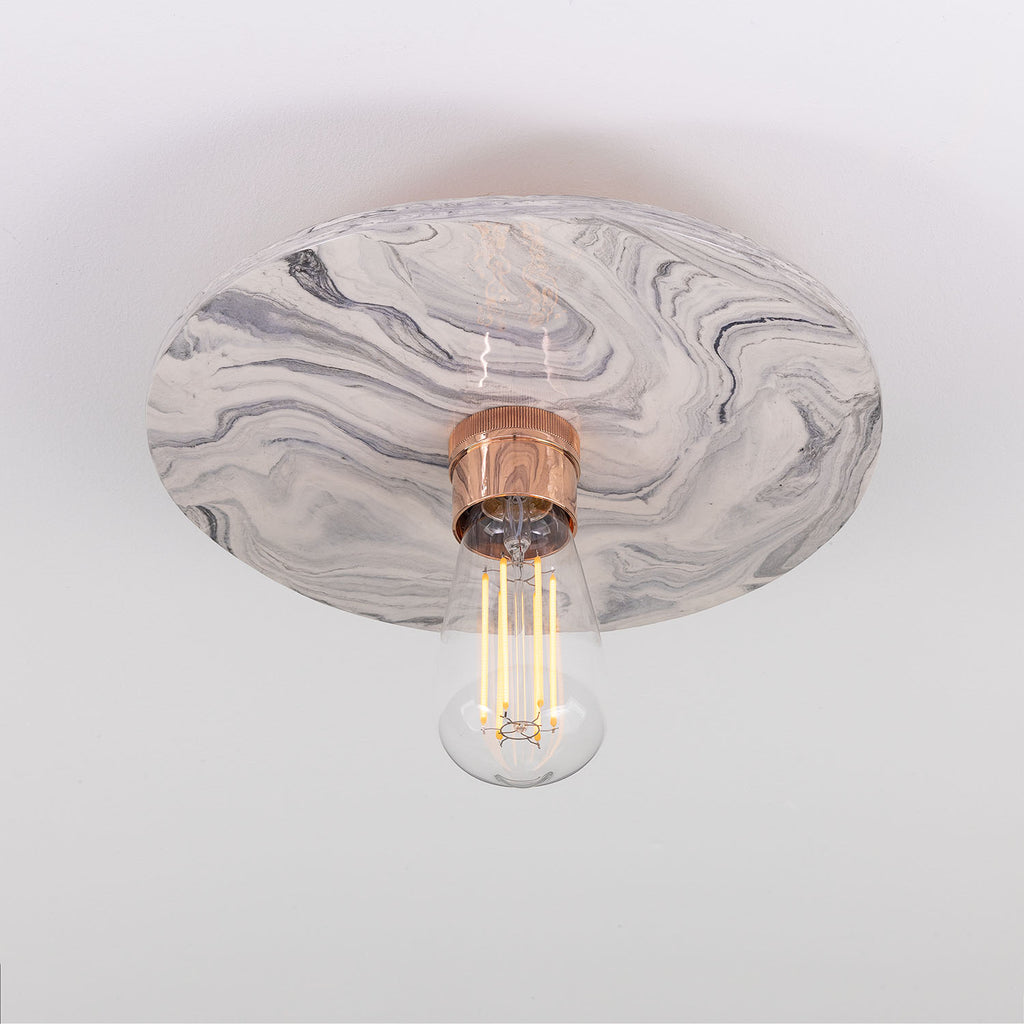 Bog Oak Marbled Ceramic Disc Ceiling Light