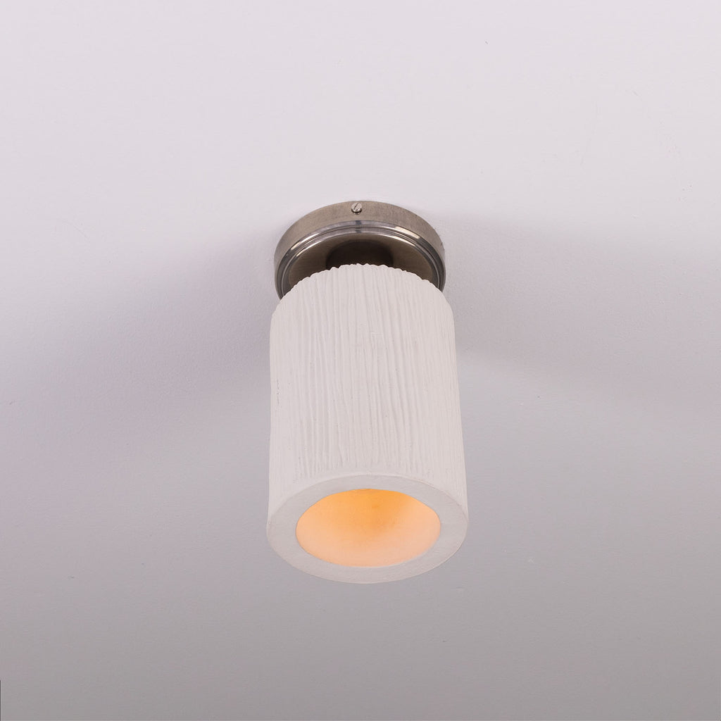 Senna Organic Ceramic Ceiling Light 11.5cm, Matte White Striped