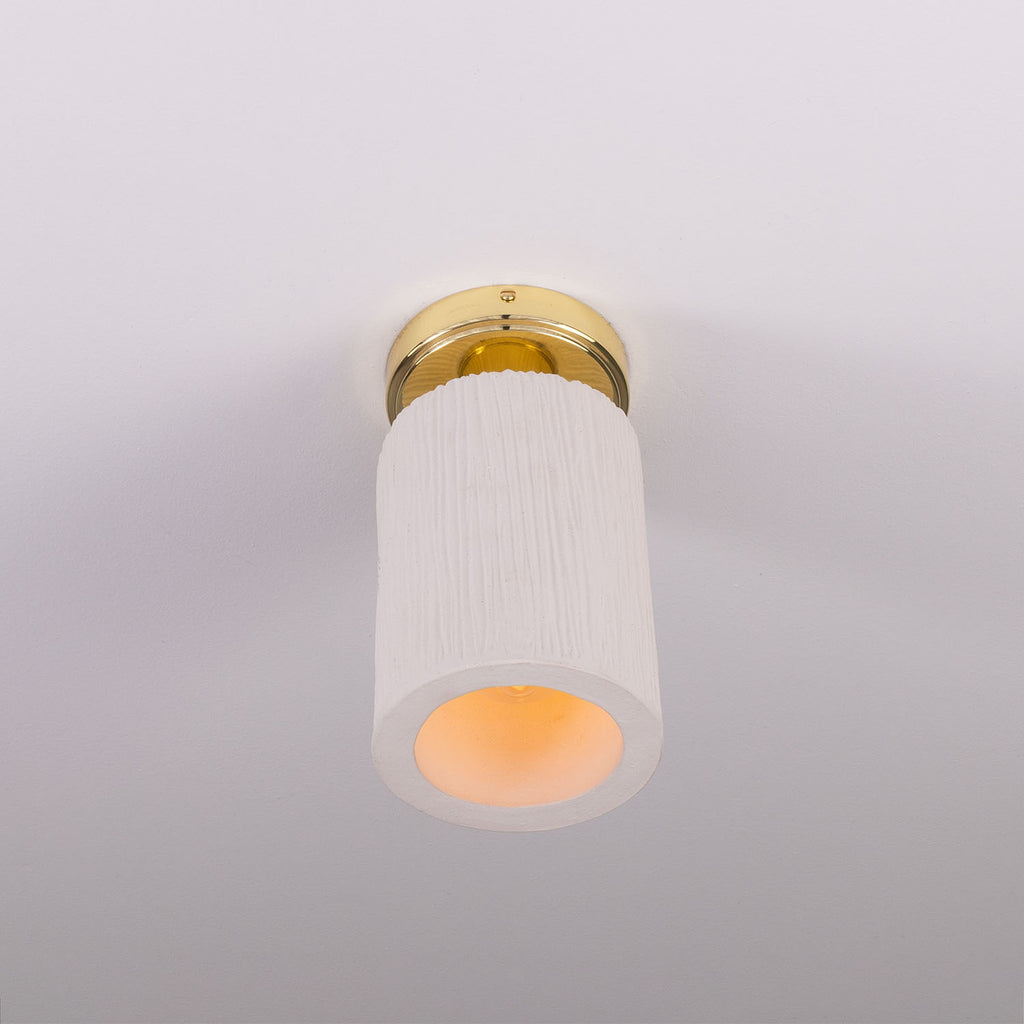 Pyrus Organic Ceramic Ceiling Light 28cm, Matte White Striped