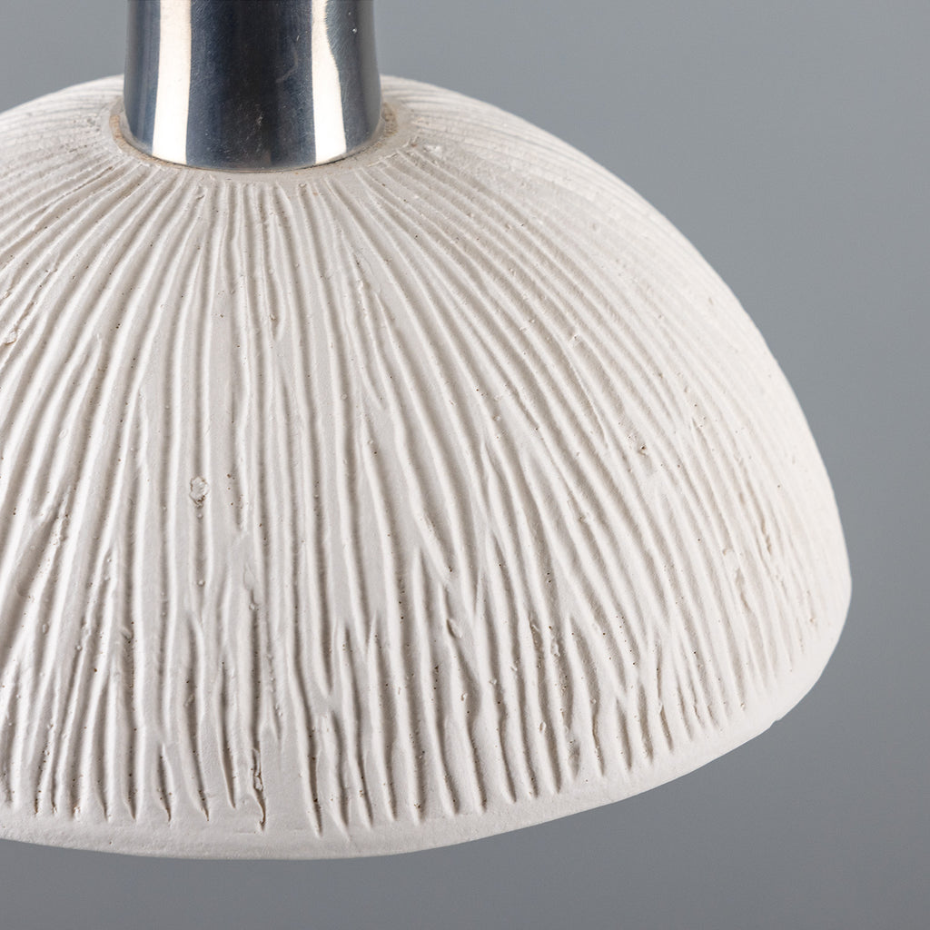 Kauri Organic Ceramic Dome Pendant Light 20cm, Matte White Striped