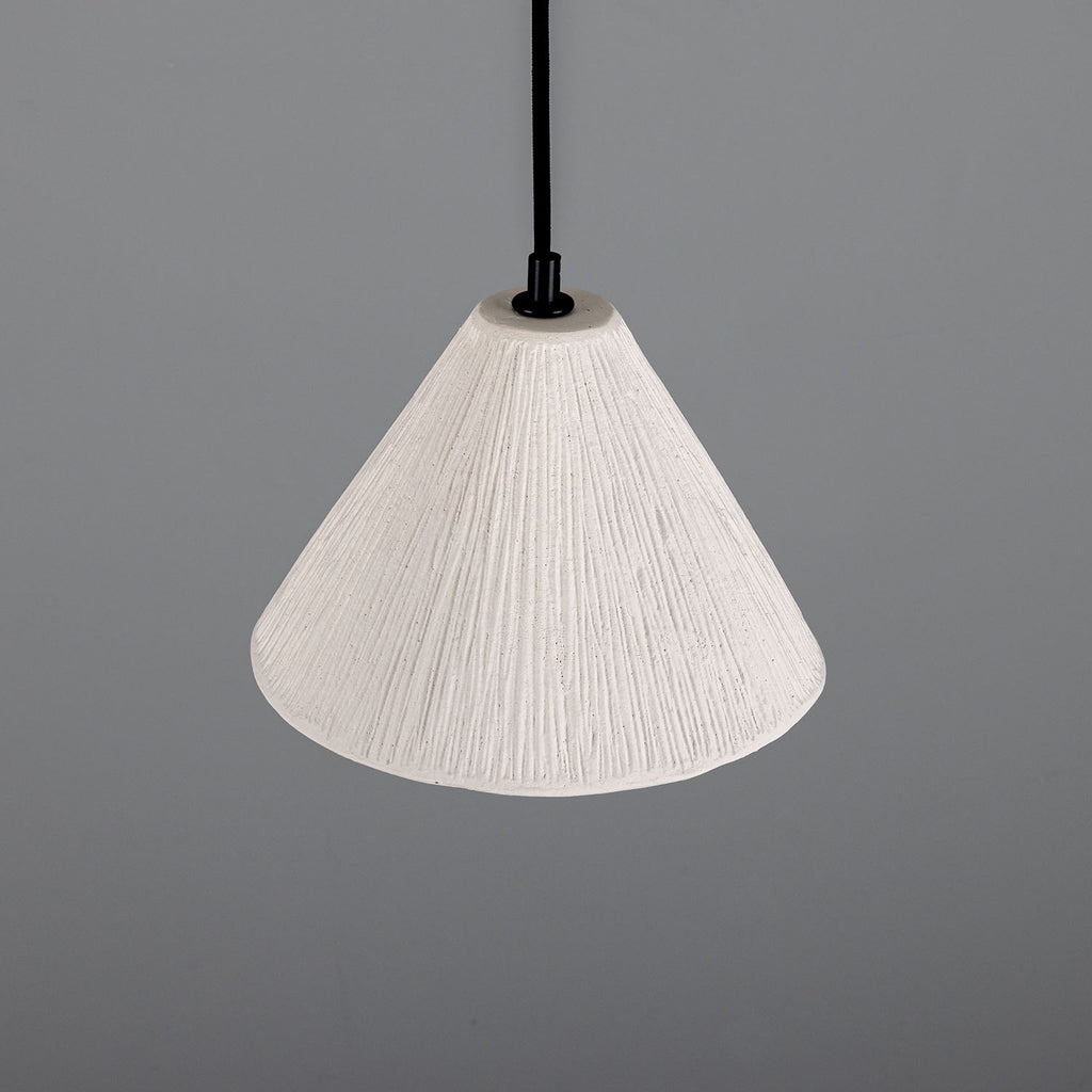 Tilia Organic Ceramic Cone Pendant Light 28cm, Matte White Striped