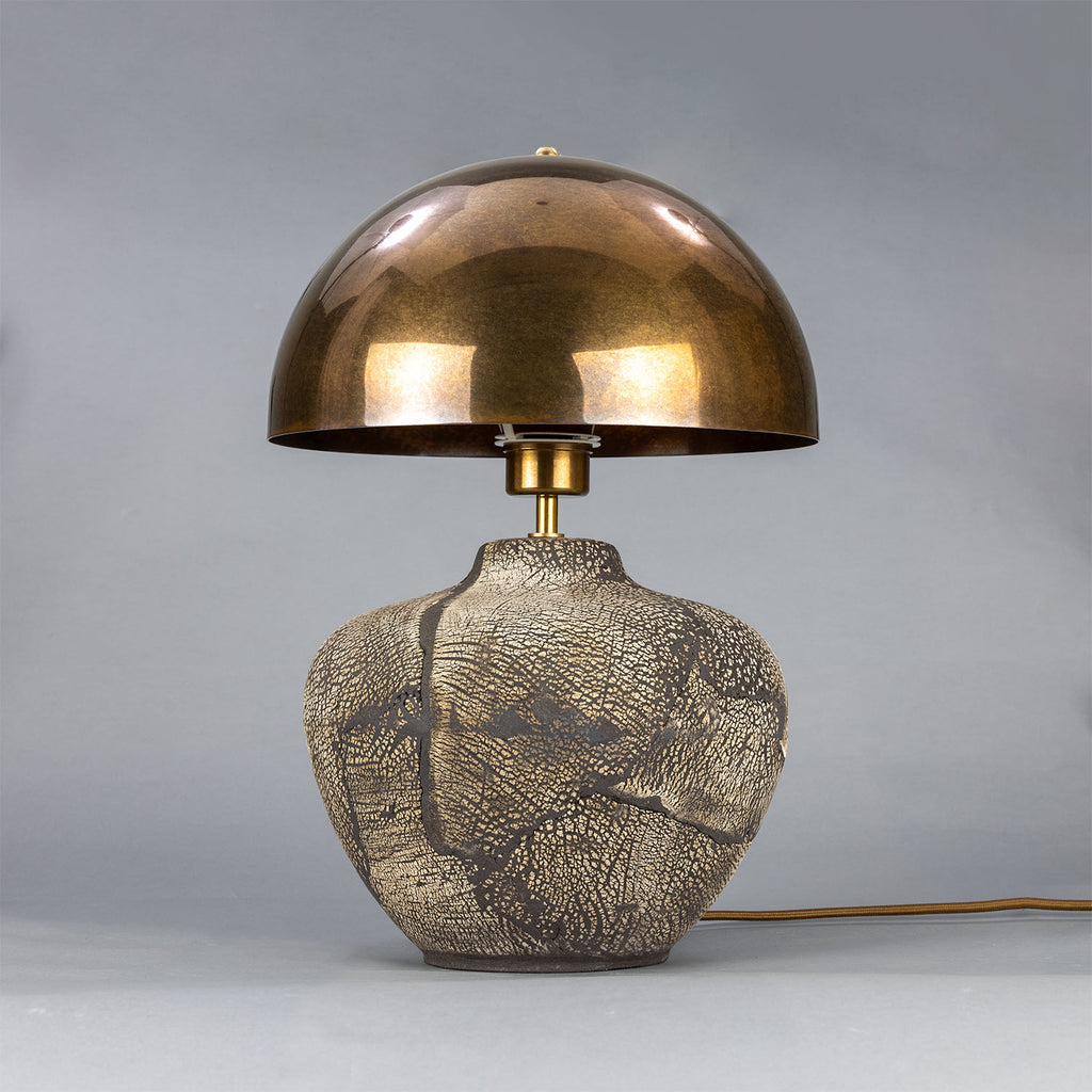 Lawson Ceramic Table Lamp with Brass Dome Shade, Black Clay