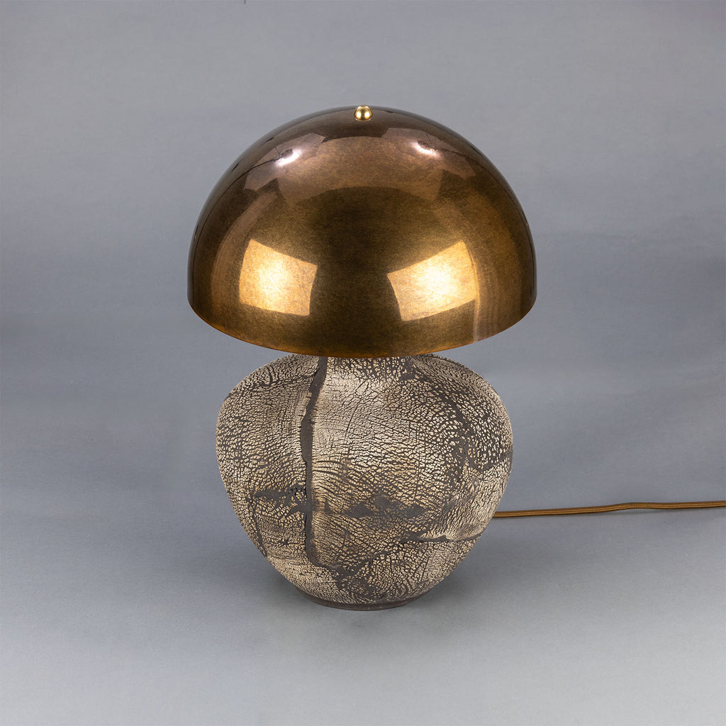 Lawson Ceramic Table Lamp with Brass Dome Shade, Black Clay