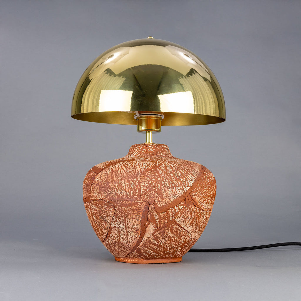 Lawson Ceramic Table Lamp with Brass Dome Shade, Red Iron