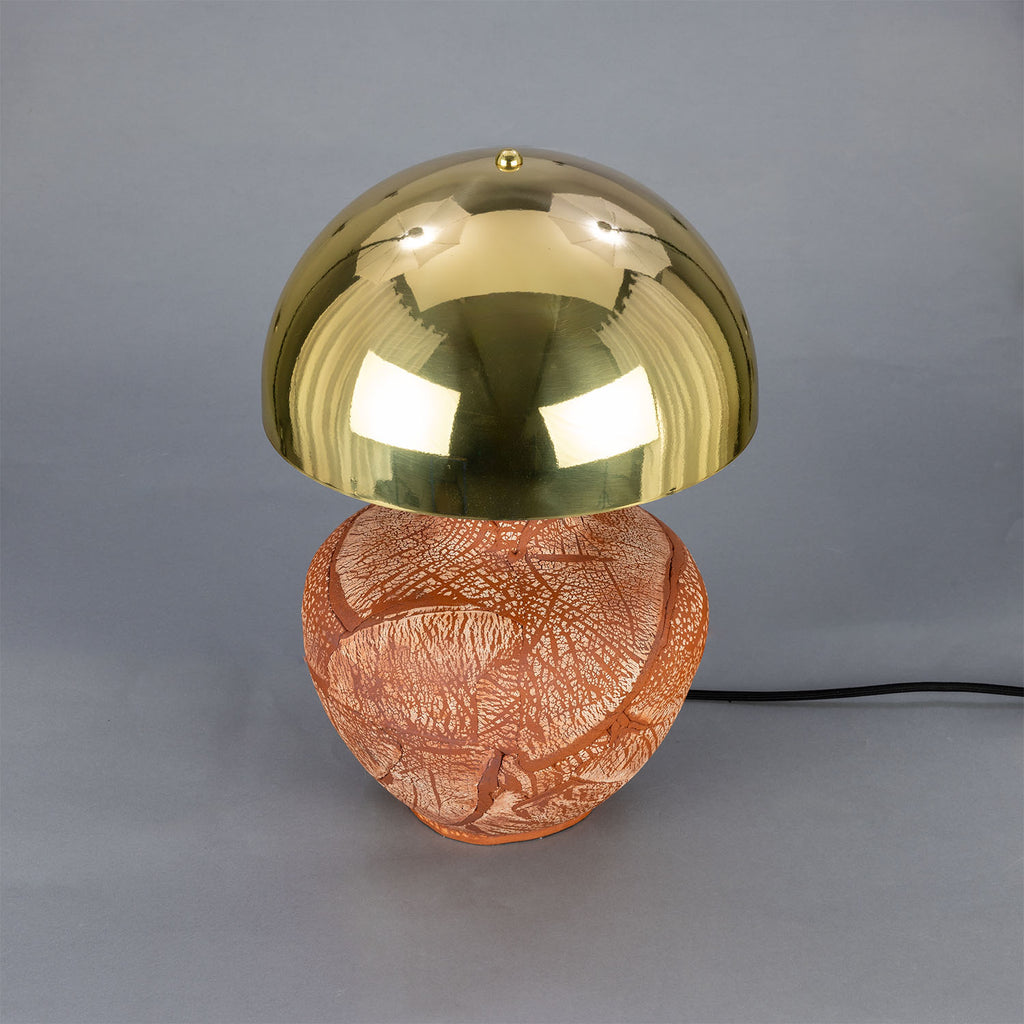 Lawson Ceramic Table Lamp with Brass Dome Shade, Red Iron