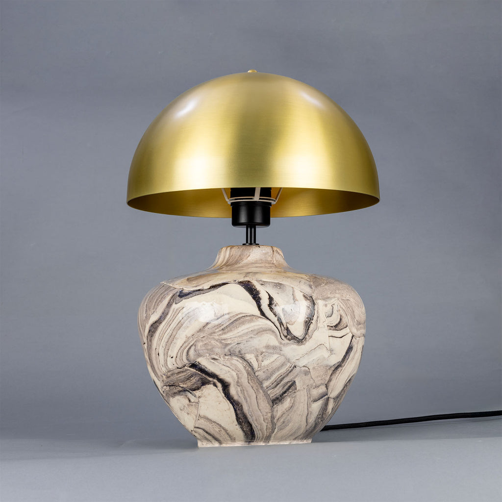 Lawson Ceramic Marbled Table Lamp with Brass Dome Shade