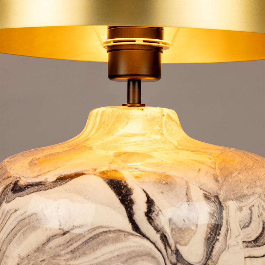 Lawson Ceramic Marbled Table Lamp with Brass Dome Shade