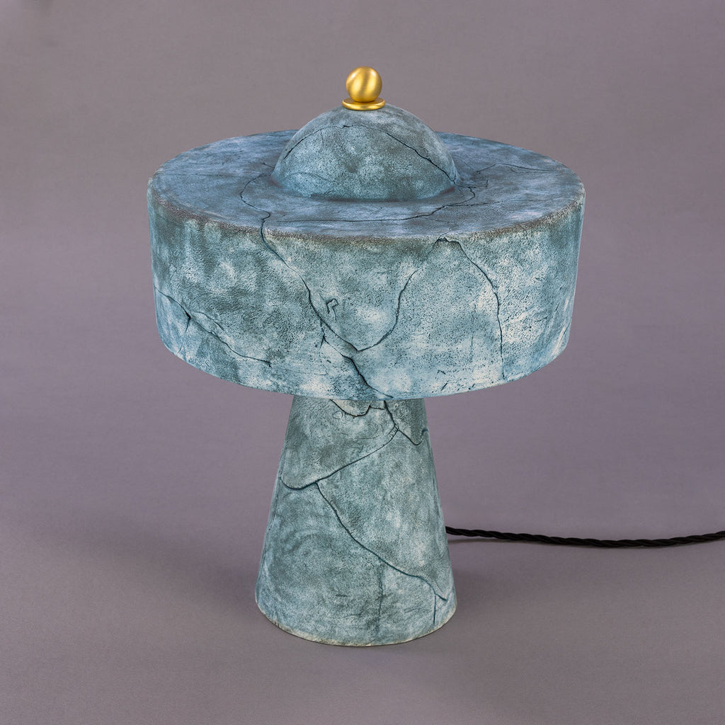 Seville Ceramic Mid-Century Modern Table Lamp, Blue Earth