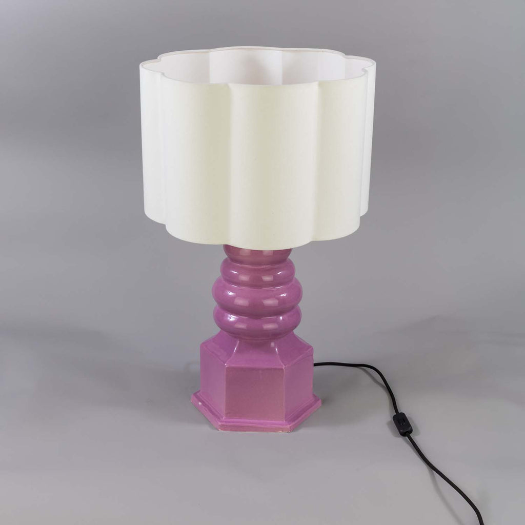 Safi Small Carnation Pink Ceramic Table Lamp with Fabric Shade 75cm IP20