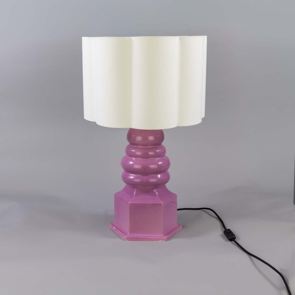 Safi Small Carnation Pink Ceramic Table Lamp with Fabric Shade 75cm IP20