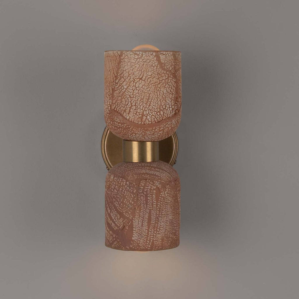Sakura Double Ceramic and Brass Wall Light, Red Iron