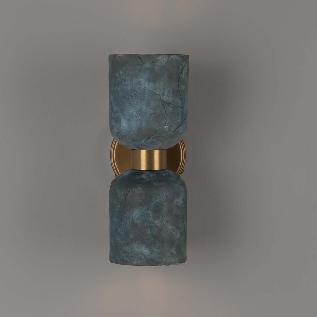Sakura Double Ceramic and Brass Wall Light, Blue Earth
