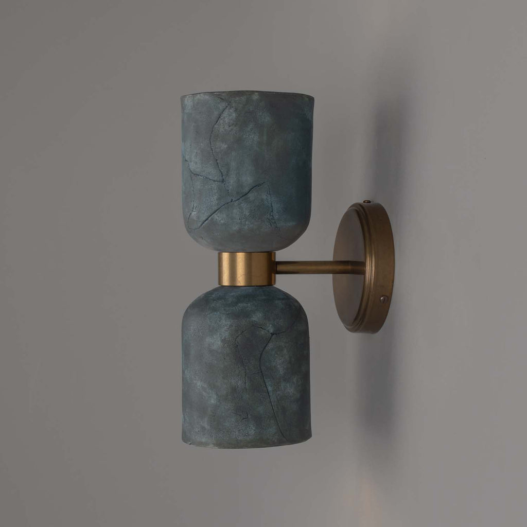 Sakura Double Ceramic and Brass Wall Light, Blue Earth