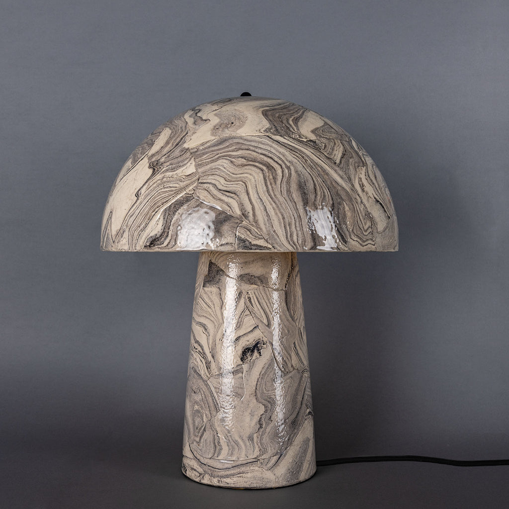 Amanita Large Marbled Ceramic Mushroom Table Lamp