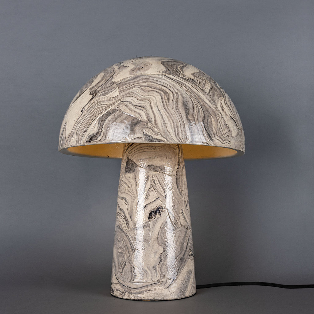 Amanita Large Marbled Ceramic Mushroom Table Lamp