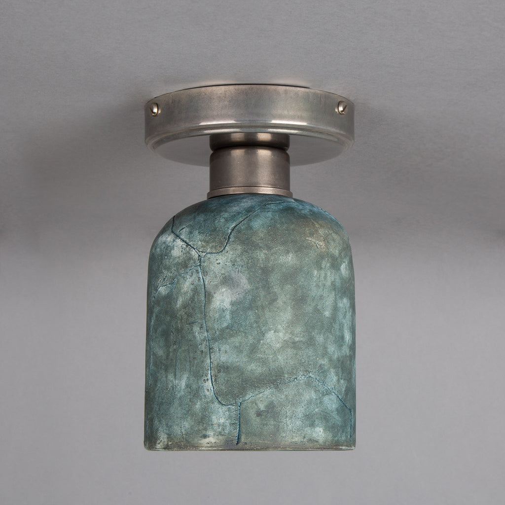 Osier Organic Ceramic Ceiling Light 11.5cm, Blue Earth, Antique Silver