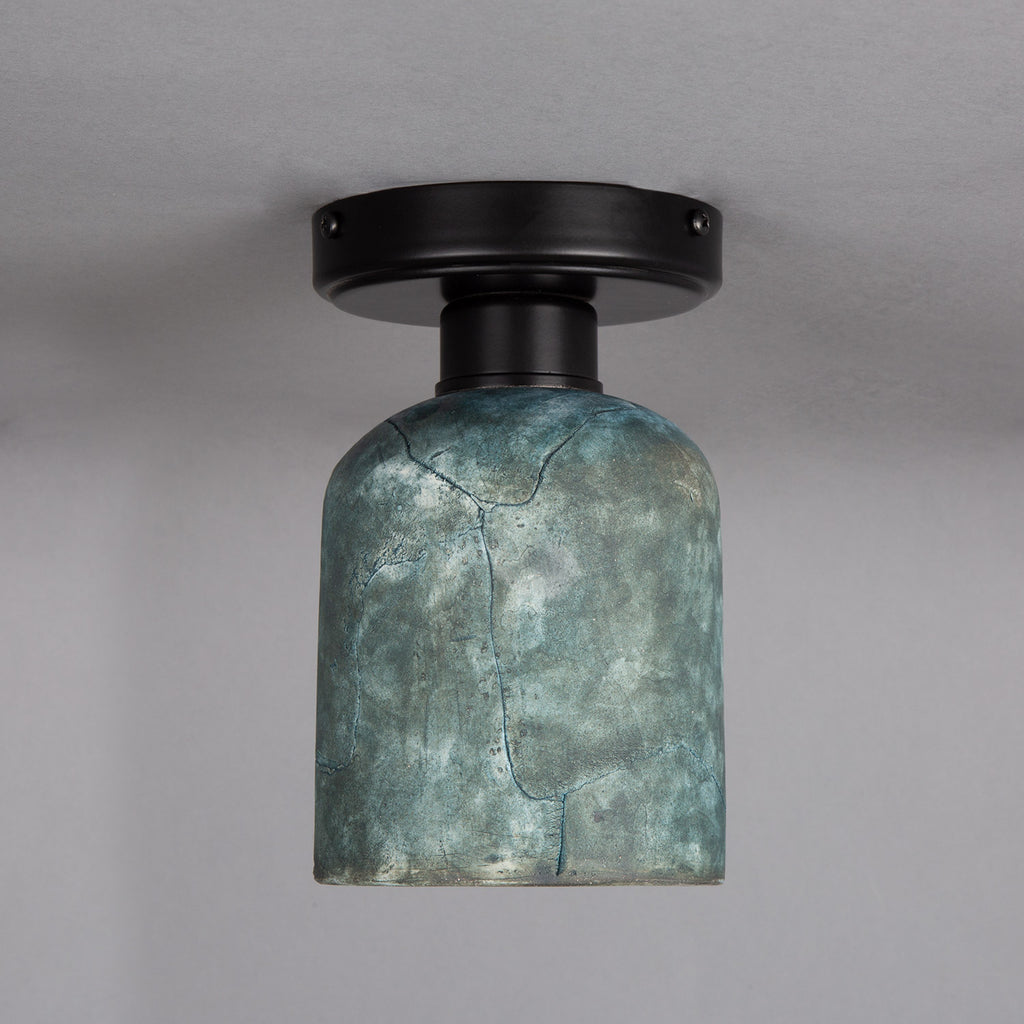 Osier Organic Ceramic Ceiling Light 11.5cm, Blue Earth, Powder-Coated Matte Black