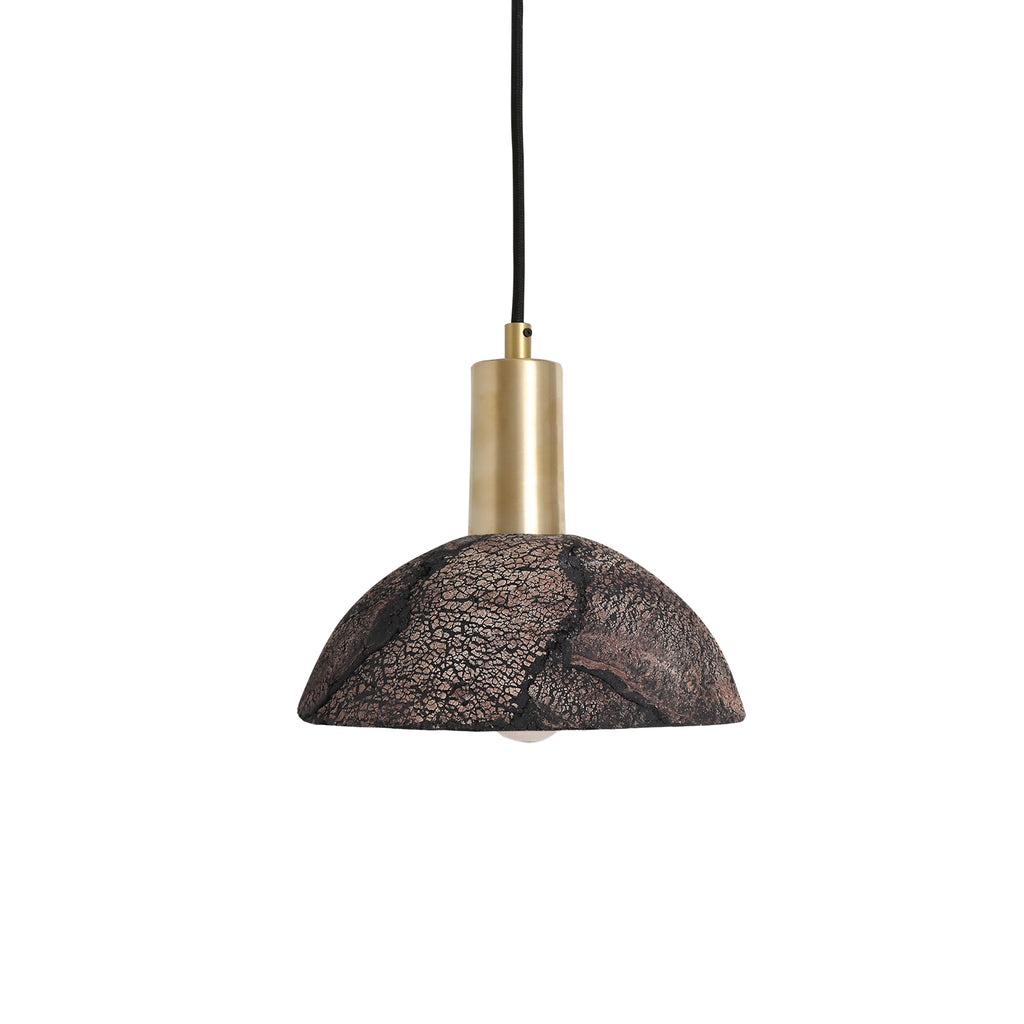 Kauri Organic Ceramic Dome Pendant Light 20cm, Black Clay