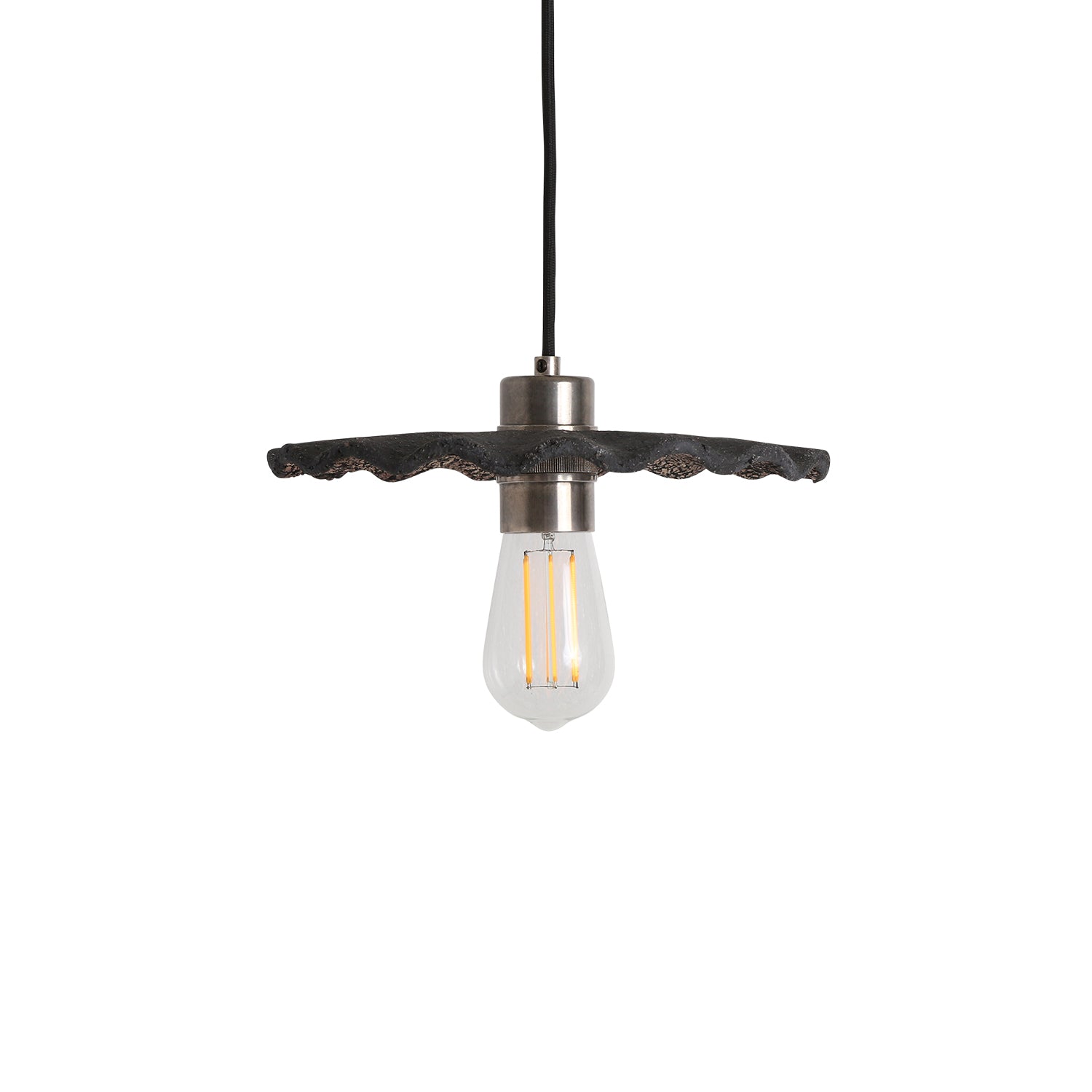 Kapok Organic Ceramic Pendant Light 27cm, Black Clay | Mullan Ceramics