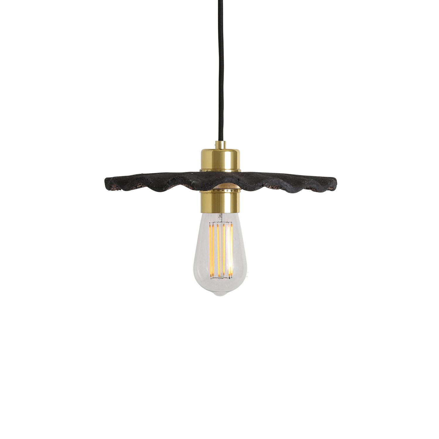 Kapok Organic Ceramic Pendant Light 27cm, Black Clay | Mullan Ceramics
