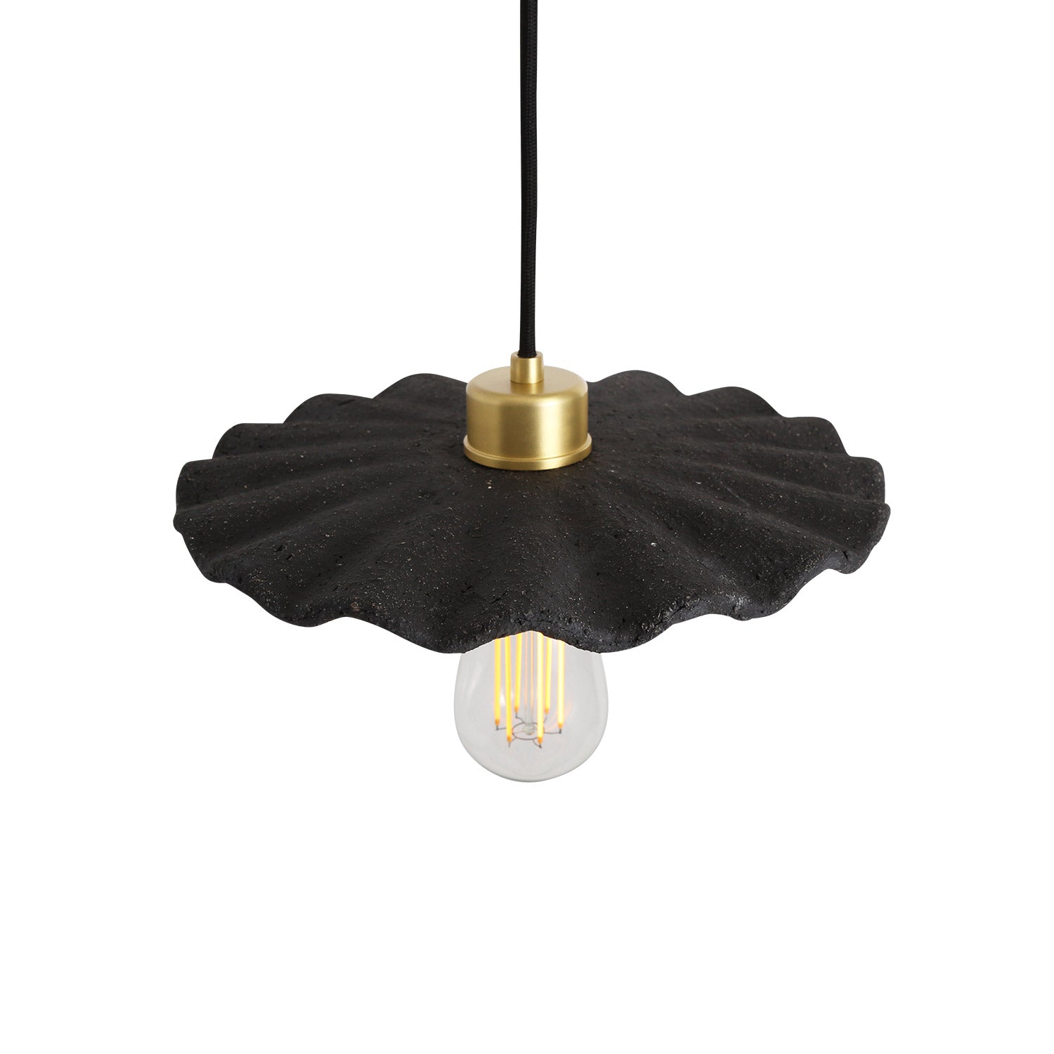 Kapok Organic Ceramic Pendant Light 27cm, Black Clay | Mullan Ceramics