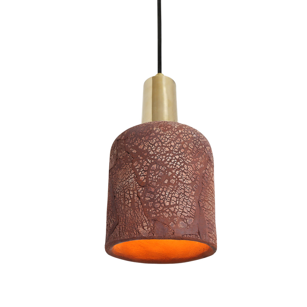 Osier Organic Ceramic Pendant Light 11.5cm, Red Iron