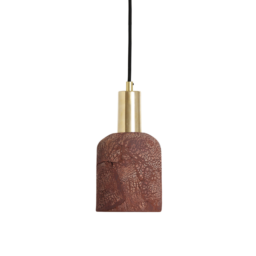 Osier Organic Ceramic Pendant Light 11.5cm, Red Iron