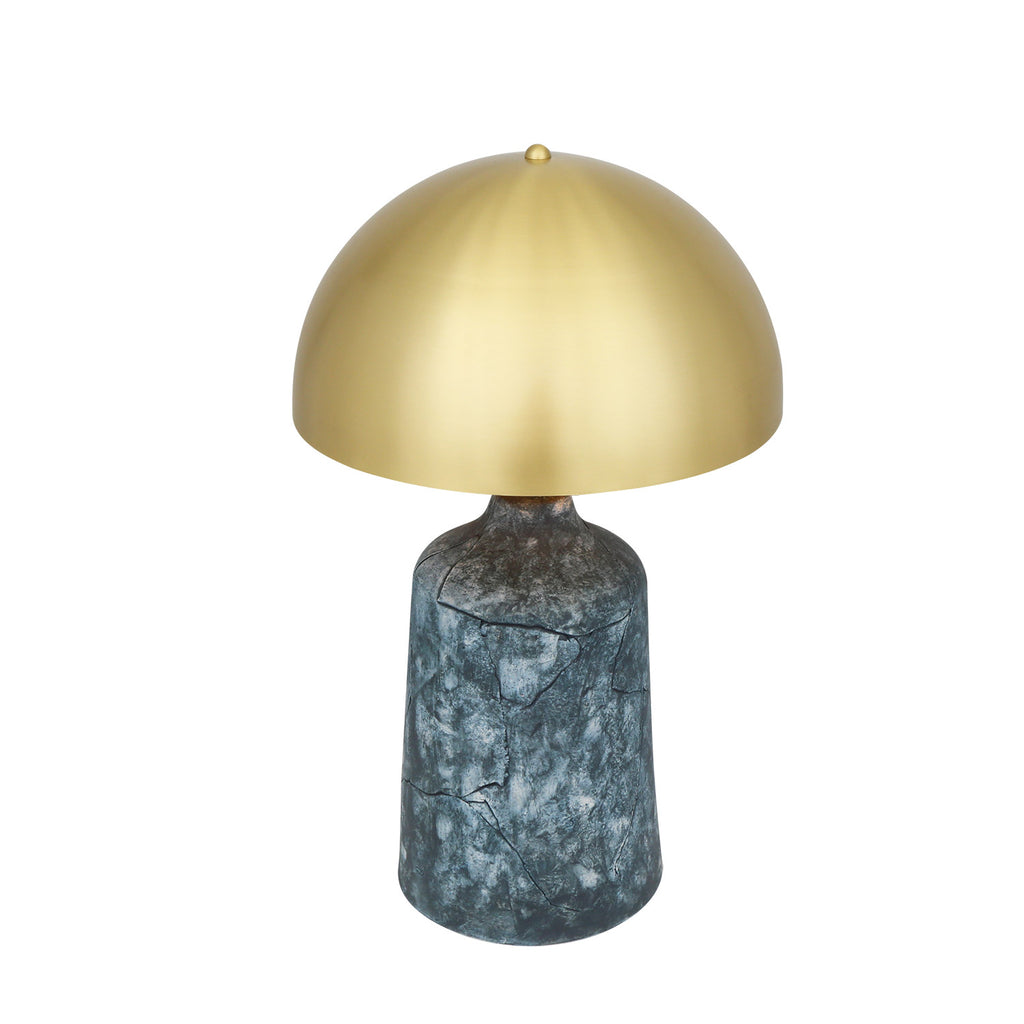 Cassia Tall Ceramic Table Lamp with Brass Dome Shade, Blue Earth