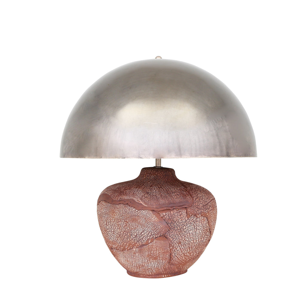 Lawson Ceramic Table Lamp with Brass Dome Shade, Red Iron