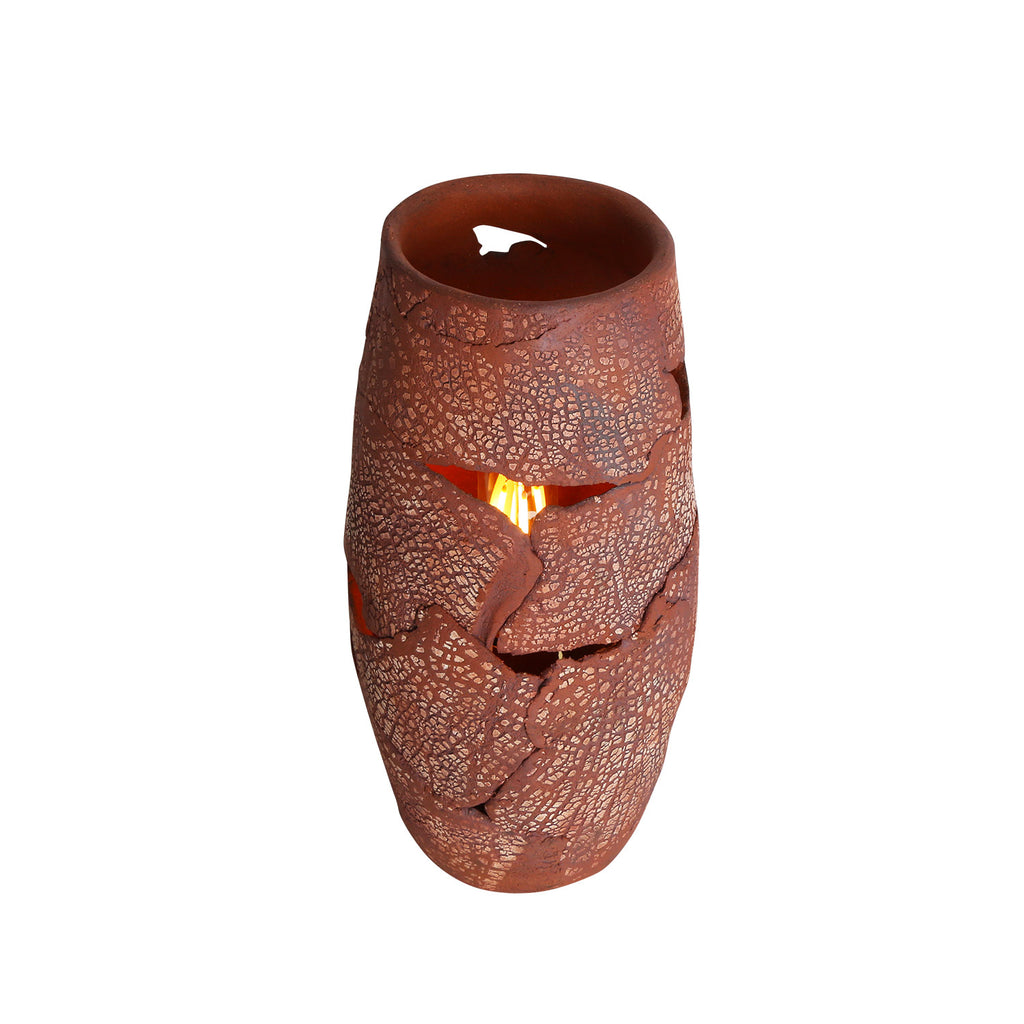 Carya Ceramic Table Lamp Rustic Luminaire, Red Iron