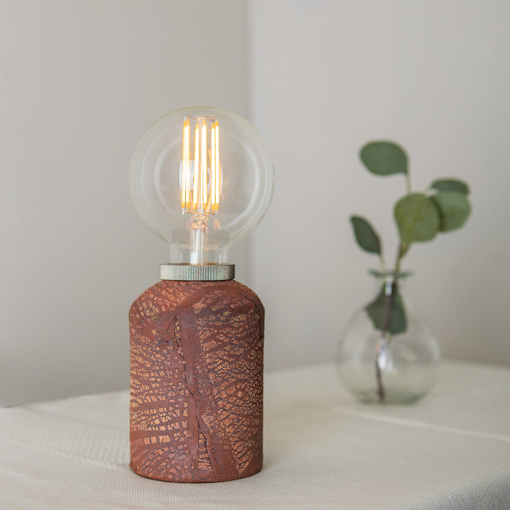Bixa Small Ceramic Table Lamp, Red Iron