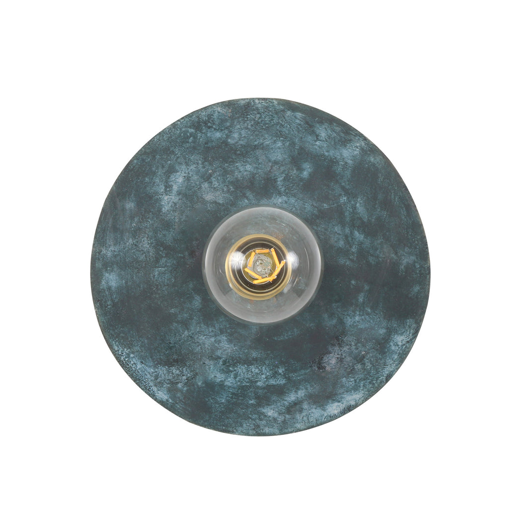 Bog Oak Organic Ceramic Disc Wall Light, Blue Earth