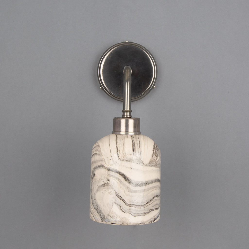 Osier Marbled Ceramic Wall Light, Antique Silver
