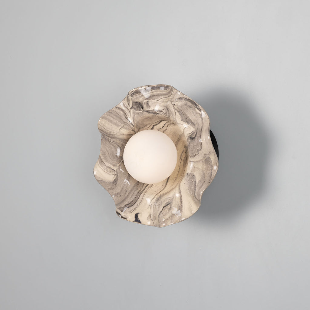 Rivale Wall Light with Wavy Marbled Ceramic Shade